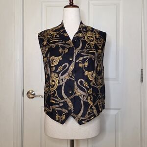 Vintage Parisian Signature Navy & Gold Graphic Vest